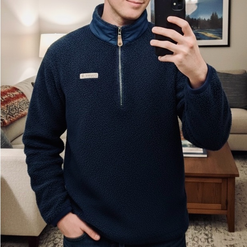 Vintage Columbia Fleece Men’s Quarter zip pullover Sweater Blue L Made in USA